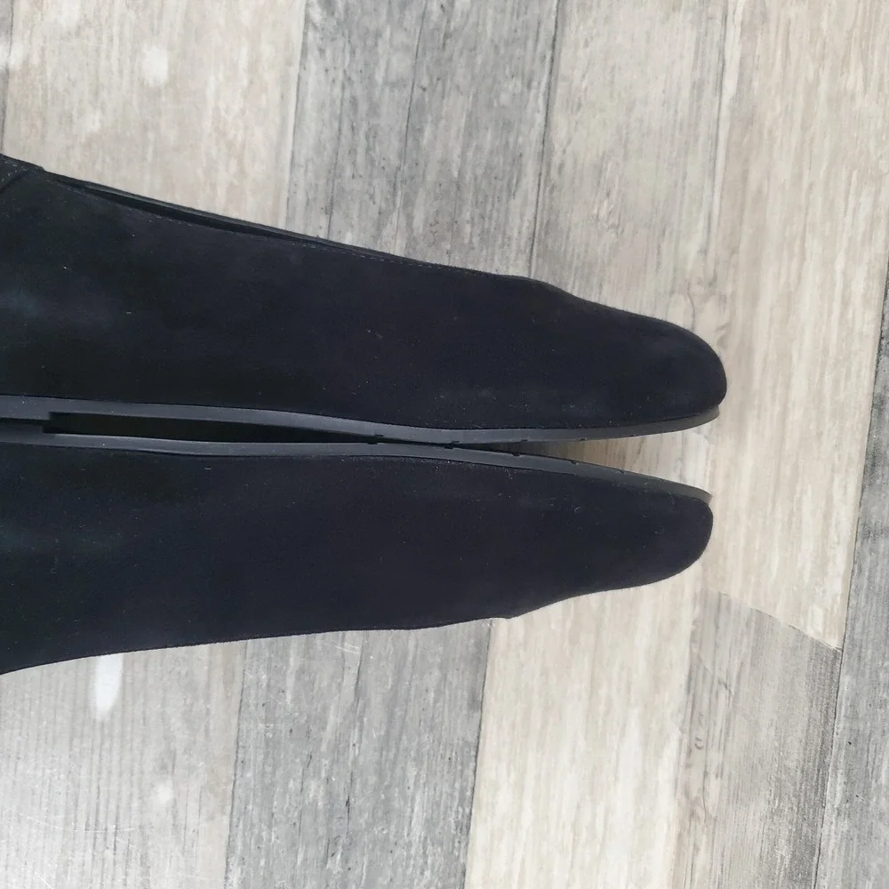 Eileen Fisher UNA 2‎ Womens Flats Sz 7.5 M Comfort Black Suede Slip-On Shoes
